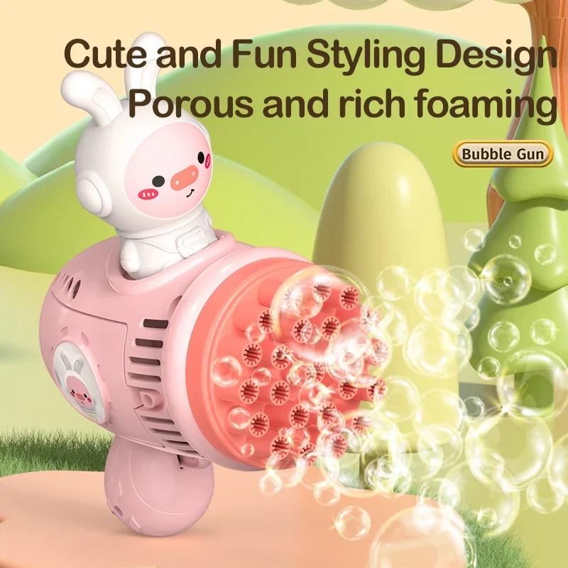 Bubble Water Toys Space Rabbit Bubble Gun for Kids Bubble Machine Automatic 23 Hole Bubble Maker Outdoor Beach Party for Kids