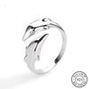 Echter 925er Silber Glatte Oberfläche Niedliches Tier Delfin Verstellbarer Ring Feiner Schmuck Für Frauen Party Bijoux Geschenk