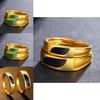 Timeless Brass Gold Plated Agate Couple Rings With Distinctive Geometric Shapes