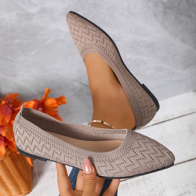 Modne Damskie Płaskie Buty 2025 Nowe Dzianinowe Wsuwane Buty dla Kobiet Szpiczasty Nosek Jednolity Kolor Mokasyny Casual Oddychające Płaskie Sneakersy Damskie