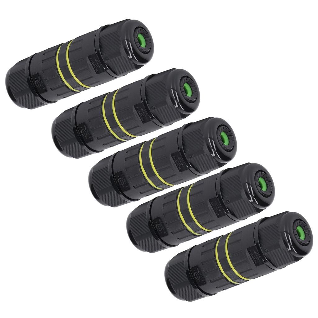 5PCS IP68 Waterproof Connector 3 Pin Straight Through Outdoor Power Connector for 9‑12mm