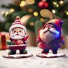 2pcs Cartoon Christmas Statue Figurine Handmade Christmas Sign Desktop Centerpieces  Cabinet