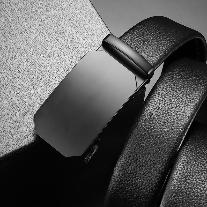 Men'S Belt Trendy Men'S Genuine Young People Automatic Buckle Cowhide Belt Business Leisure Leather Belt