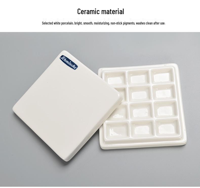 Shimingke 12-Grid Ceramic Palette with Lid - Easy To Clean for Oil and Watercolor Painting