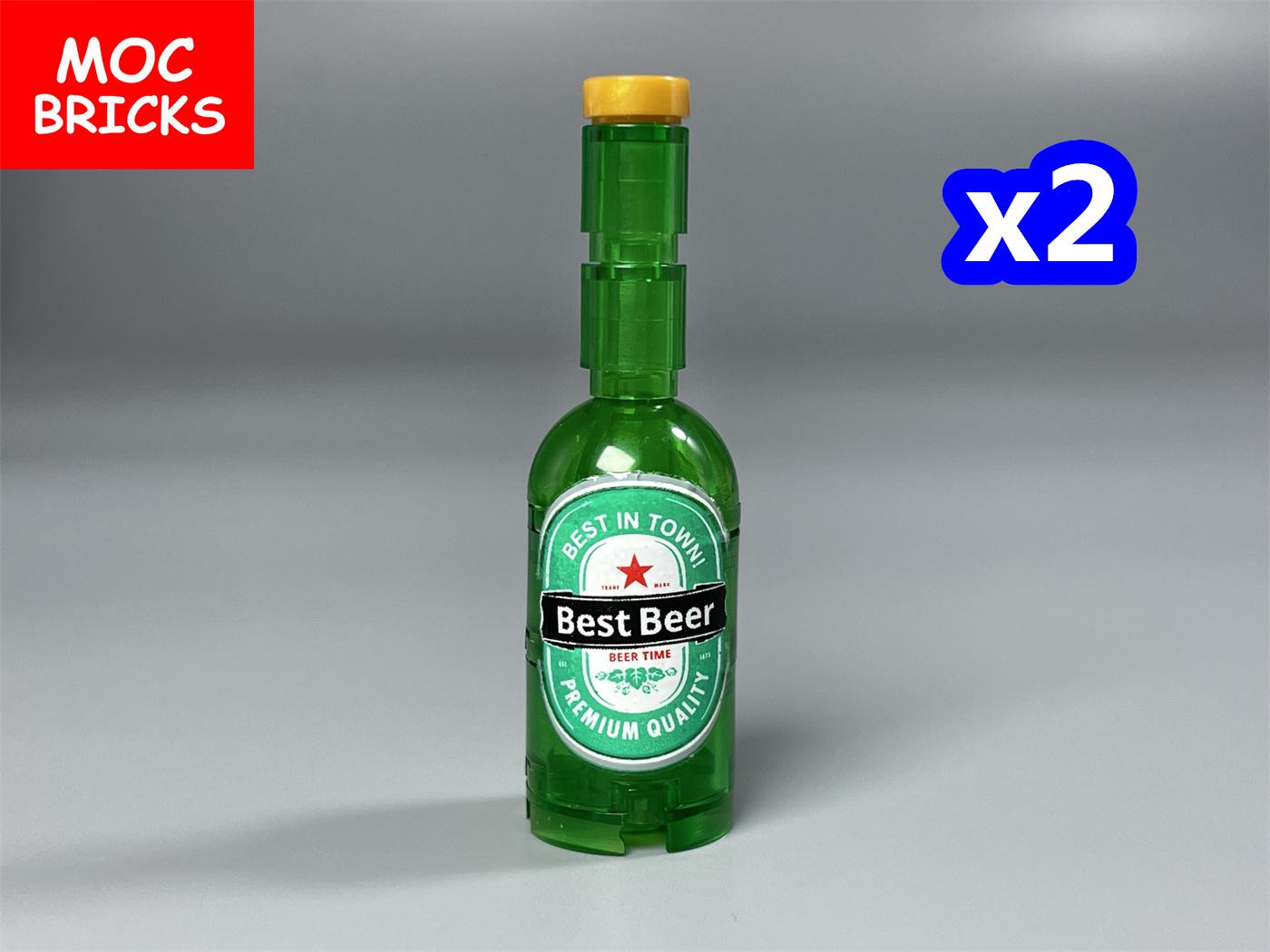 

Non-Toxic Moc Bricks Transparent Bottle Beer Wine Glass Drink Beer Mini Printed Brick Accessories Building Blocks Kids Toys