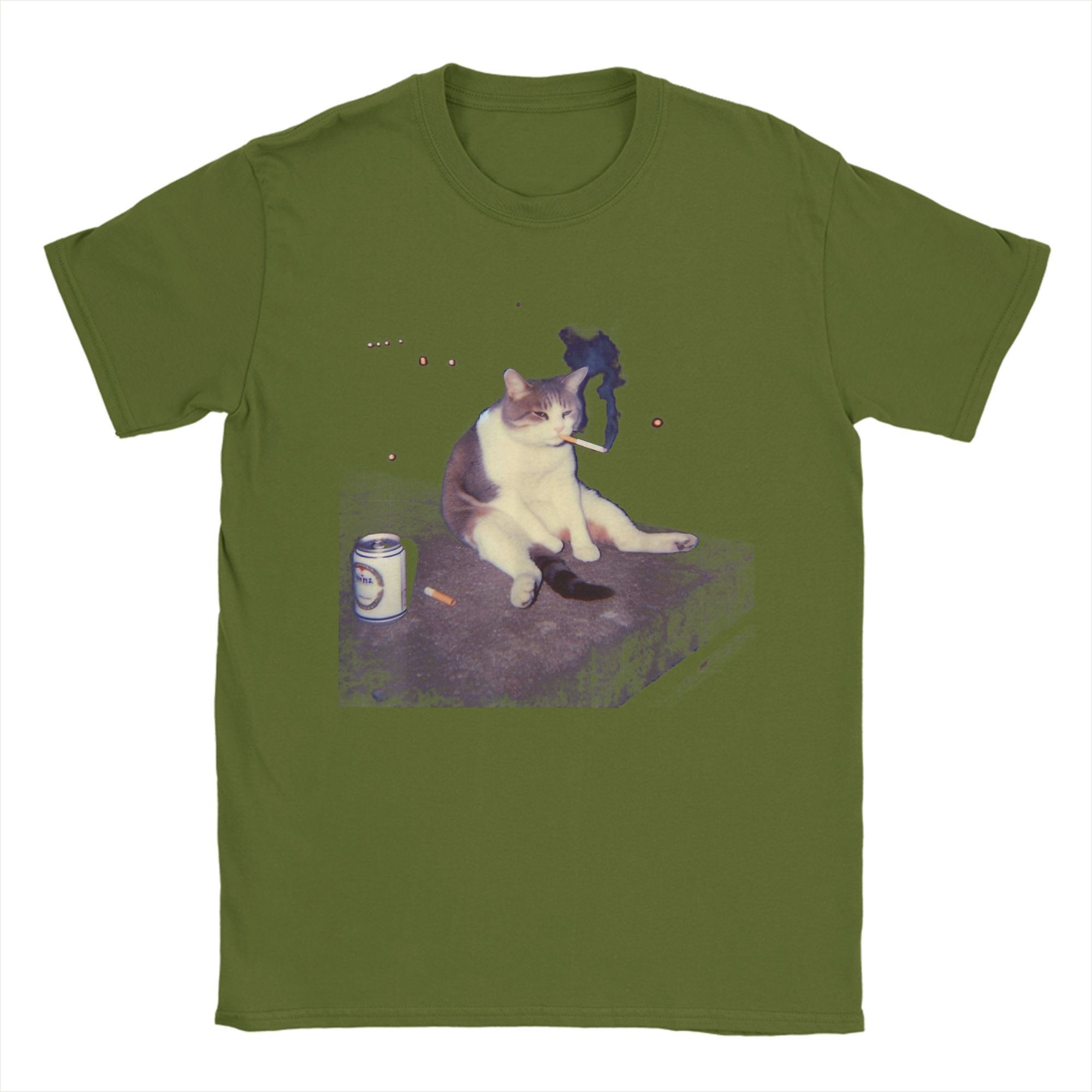 

Сигарета Котенок Смешной Курящий Кот Мем Тупой Маразм Летние Футболки Хлопок Хипстерская Футболка Для Пары С Короткими Рукавами Топ Футболки 4XL