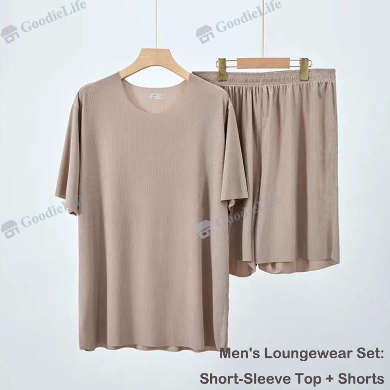 

Комплект пижамы из ледяного шелка для пары, летний, женский, с круглым вырезом, с коротким рукавом, длинные брюки, мужской, шорты, бесшовная домашняя одежда 4XL MAN шампанского