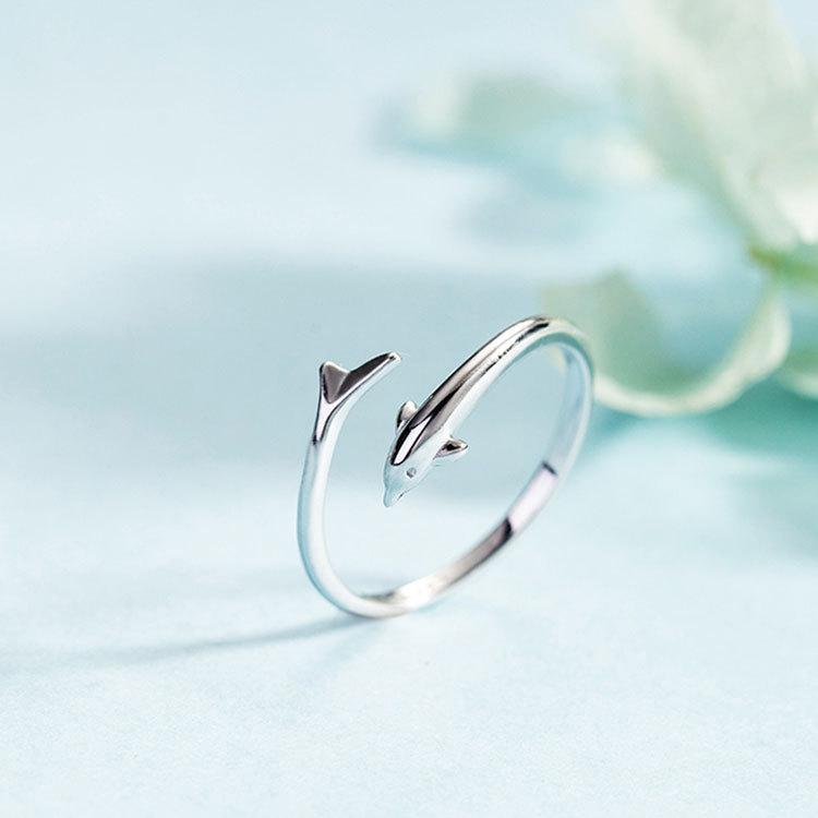 Neuer beliebter Modeschmuck Niedliches Tier Kupfer Schmuck Persönlichkeit Delfin Fisch Exquisite Öffnungsringe R021