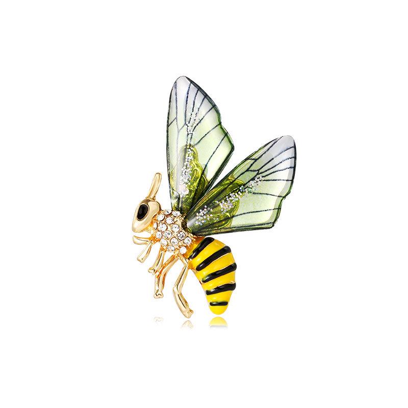 European-American Retro Dragonfly & Bee Rhinestone Brooch Pin