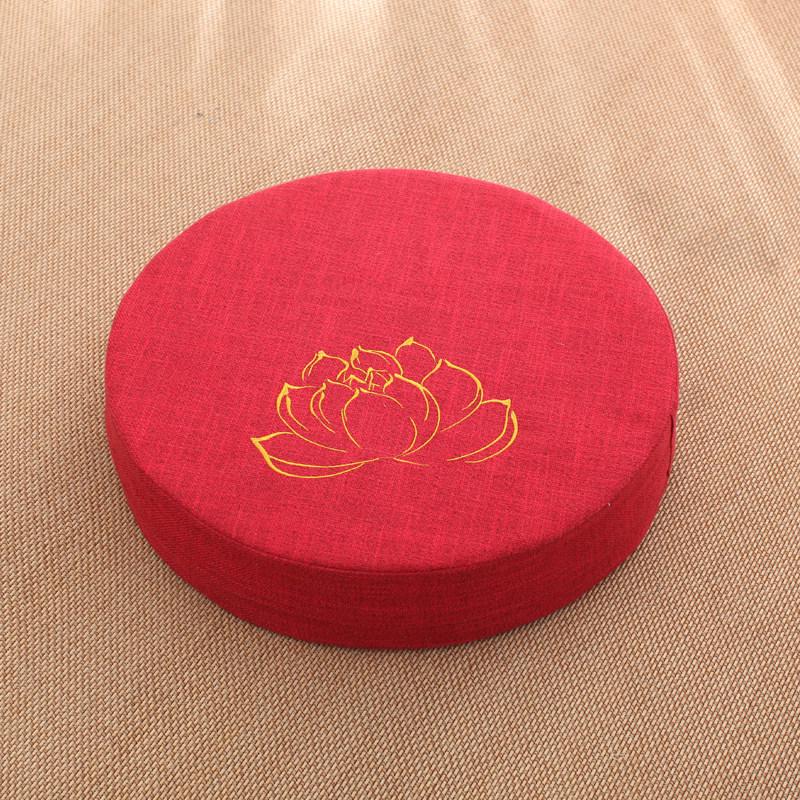 Thick Washable Japanese Zen Meditation Cushion - Round Tatami Linen Seat for Home and Balcony