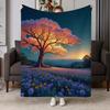 Newest Tropical Sunset Beach Seashell Lantern Ocean Landscape Flannel Throw Blanket,Scenic Nature Blanket For Sofa Camping Decor