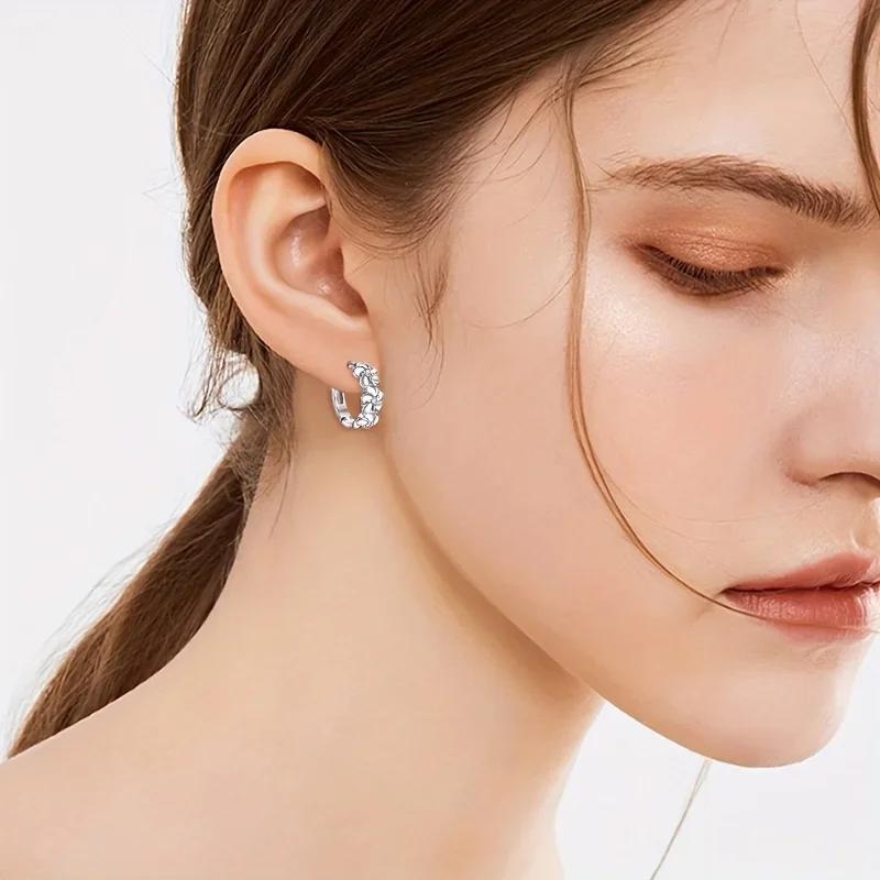 Xiaomi Sterling 925 Silver Exquisite Camellia Pattern Hoop Earrings Cute Elegant Style Delicate Gift For Women Girls Daily Casual