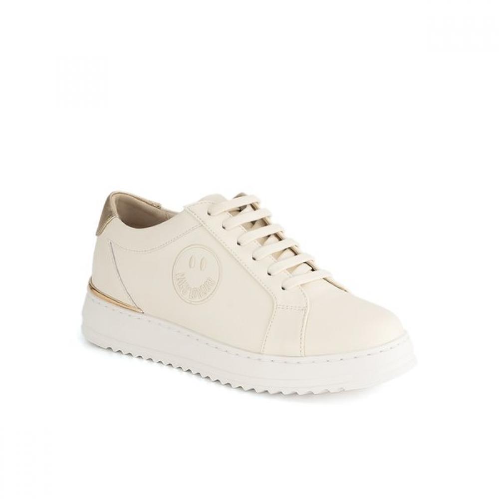 Daks Women Smile Pattern Comfort Height Increase Banding Sneakers Ivory Dlf602ls