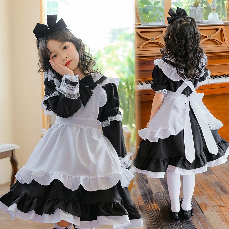 Japanese Black Alice Sleepwalking Maid Dress Halloween Princess Dress Children Girls Show Costume Foreign Trade