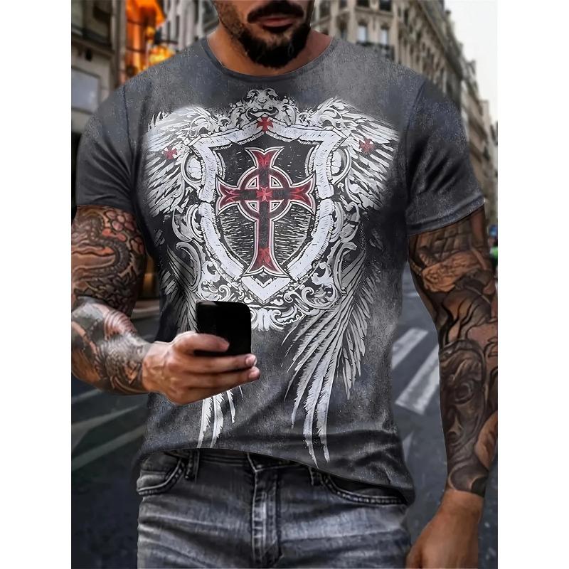 Herren T-Shirt Neuheit Totenkopf 3D Druck Kurzarm T-Shirt Tops Punk Stil Rundhals T-Shirt Sommer Outdoor Übergroße Kleidung
