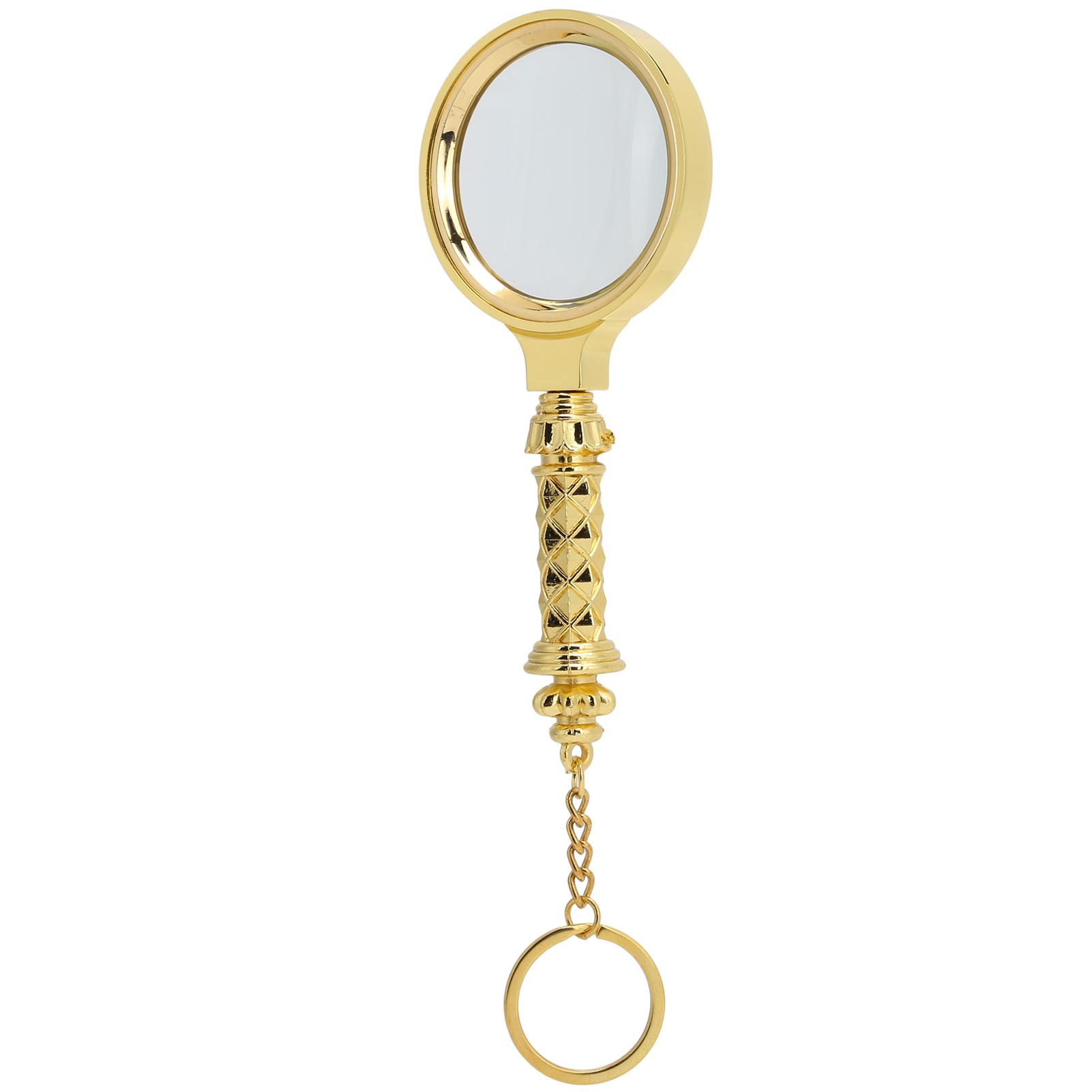 

Zinc Alloy Carved Handle Magnifying Glass Elderly Reading Magnifier with Key Ring 60mm