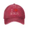 I Love Jesus God Cross Print Denim Fabric Cap Casual Baseball Caps Adjustable Hat Summer Unisex Baseball Hats