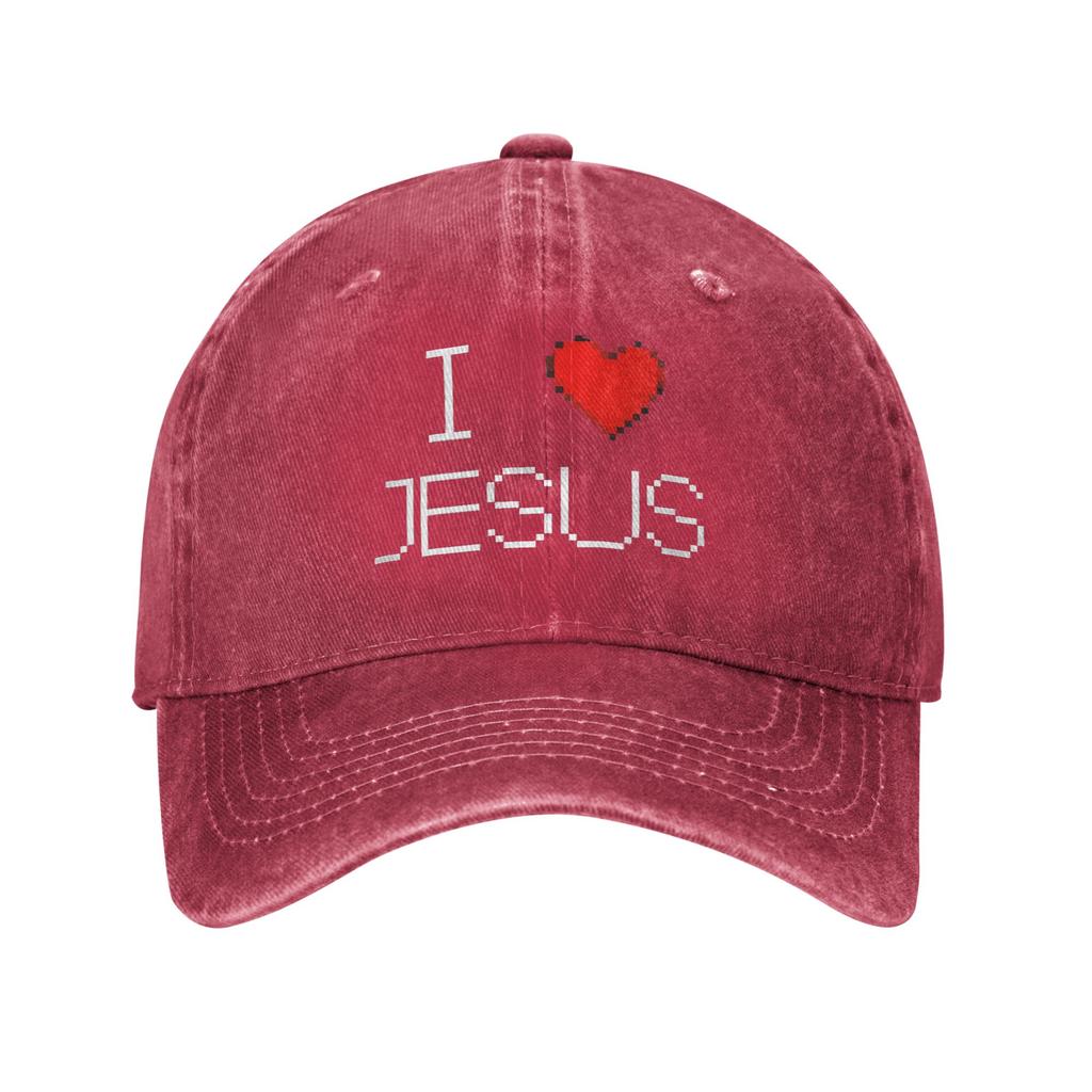 I Love Jesus God Cross Print Denim Fabric Cap Casual Baseball Caps Adjustable Hat Summer Unisex Baseball Hats