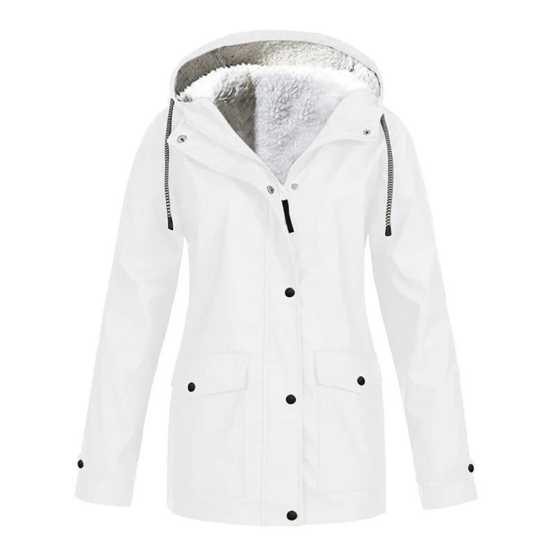 2026 Winter New Slim-fit Hardshell Jacket with Fleece Thickened Warm Women's Windproof Solid Color Coat