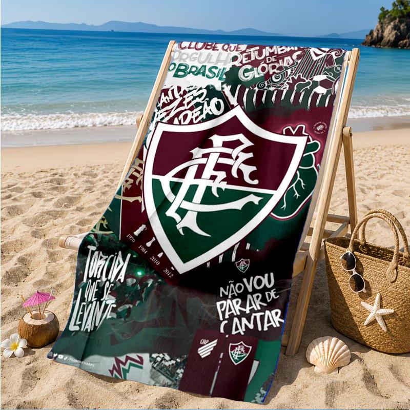 Flumi-nense Football Crest Printed Microfiber Beach Towel, Soft And Absorbent, Quick-Dry, Ideal for Summer Travel, Beach Essential, Swimming Pool