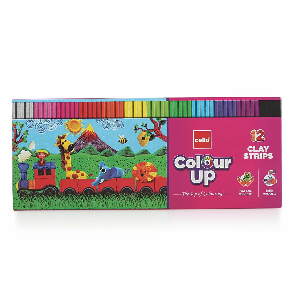 Cello ColourUp Clay Stripes Set 12 Colors x Pack Of 10 Non Toxic Soft Clay For Kids Art Craft And School Use