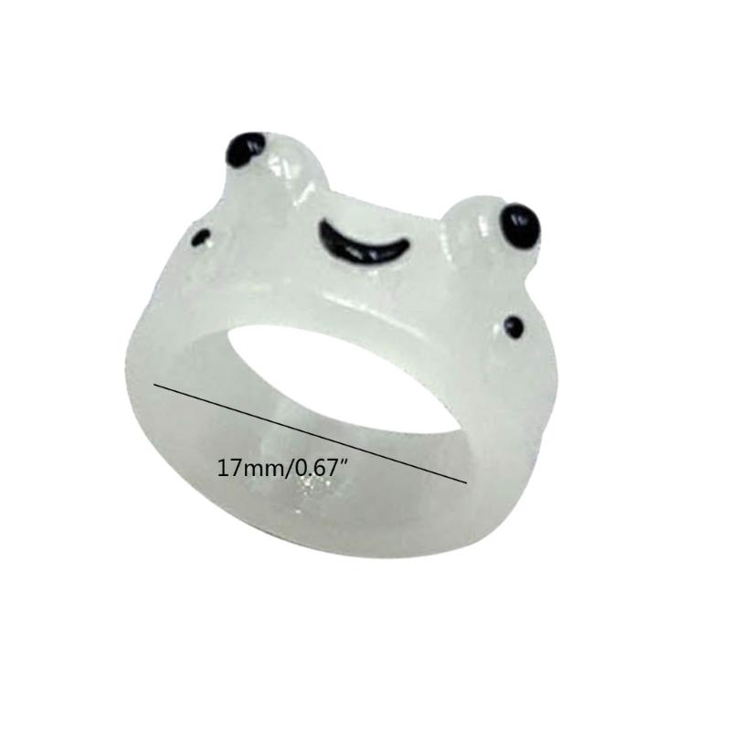 Cute Luminous Frog Resin Ring Colorful Novel Funny Animal Cartoon Finger Ring Glow In The Dark Aesthetic Rings for Girls