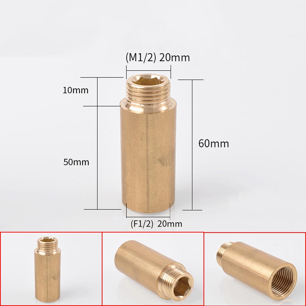 Brass 1/2 " Female To Male Stainless Steel Thickened Extension Joint Lengthened Hexagonal Extension Direct Chrome Plating Brass