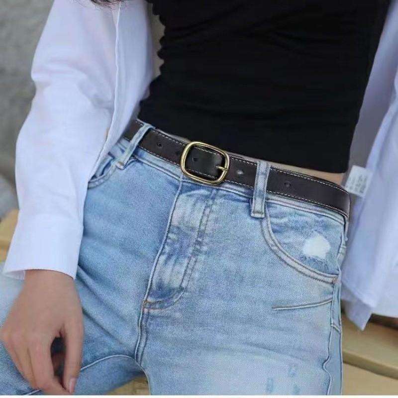 Stylish Korean Fashion Women's Waist Belt With Elegant Gold Buckle For Casual Denim