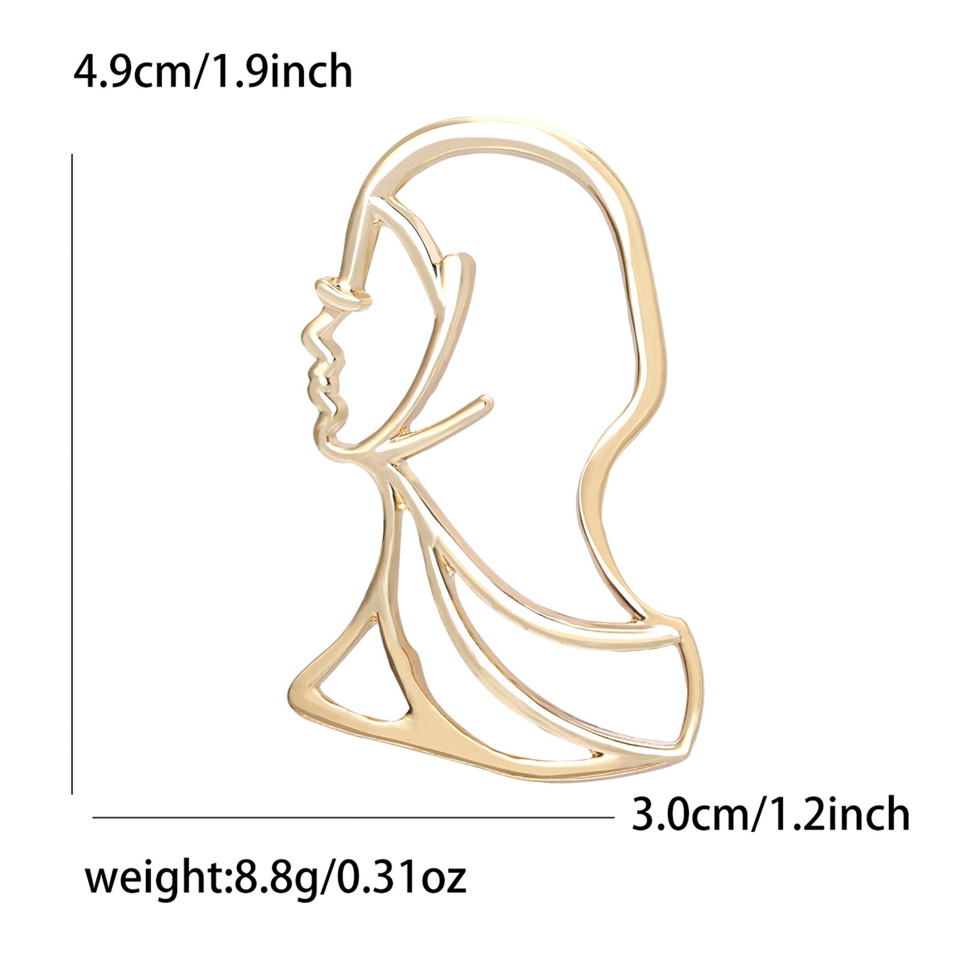 

Универсальная брошь из сплава с полым портретом, креативная простая мужская и женская брошь для костюма, кардигана, корсажа, ювелирное украшение