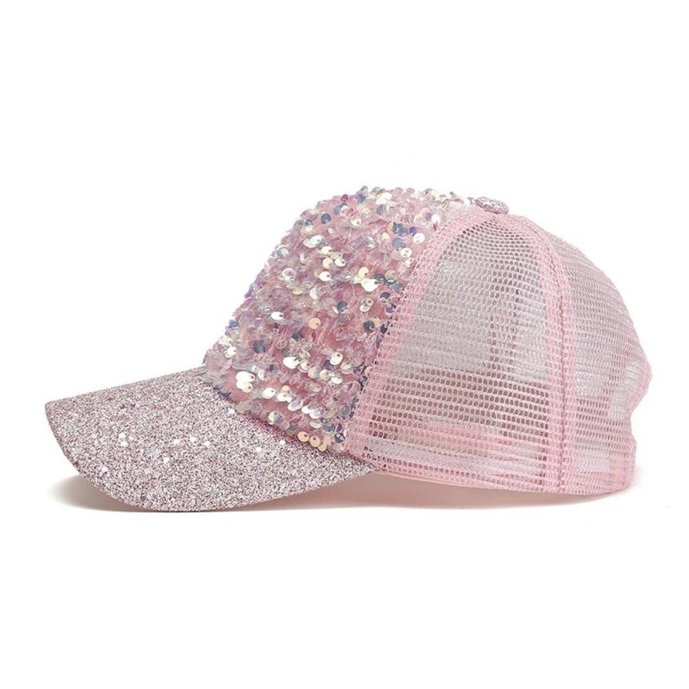 New Breathable Shiny Sequin Baseball Cap Casual Mesh Women Sun Hat Visors Korean Girls Duck Tongue Caps Summer