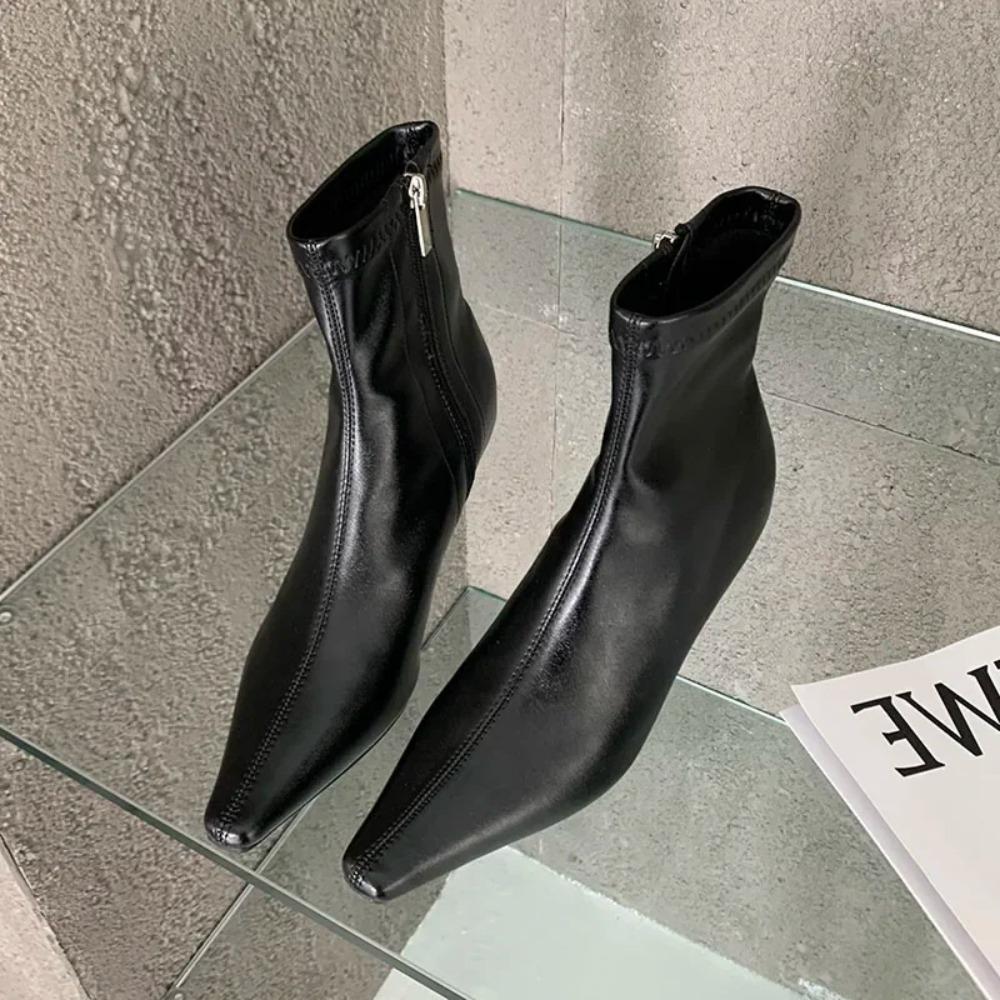 Bequeme Weiche Leder Spitze Damen Knöchelhohe Stiefel Dünne Niedrige Absätze Damenschuhe Stiefeletten Größe 35-42