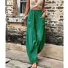 Casual Solid Color Elastic Waist Straight Pants With Pockets For Women Summer  Fashion Loose Ladies Trousers Pantalon