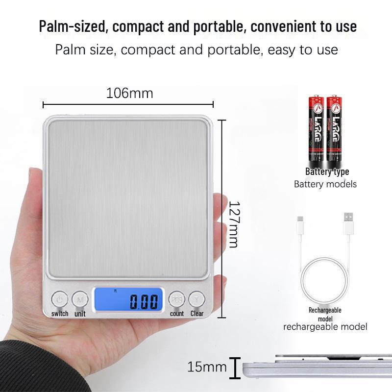Rechargeable Stainless Steel Kitchen Food Gram Scale