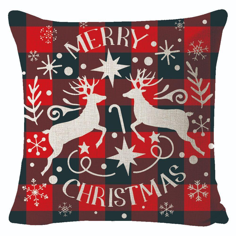New Christmas Linen Pillow Cover Simple Sofa Pillow Home Printed Cushion Cover
