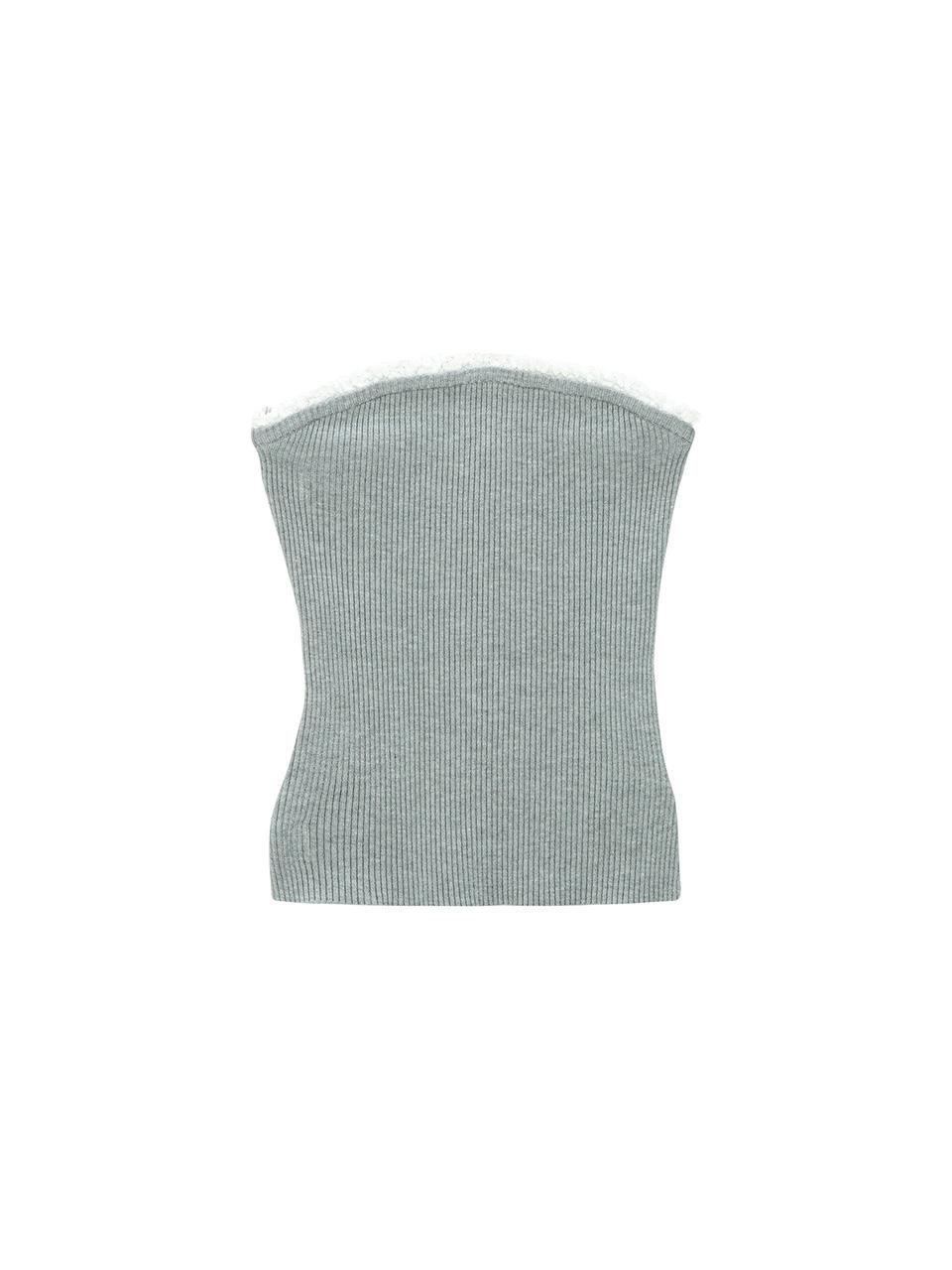 Salad Basket Logo Frill Knit Tube Top_Gray