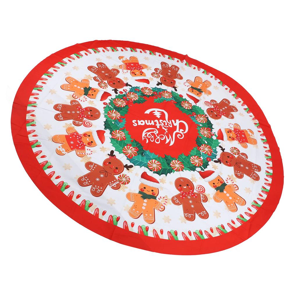 Xmas Tablecloth 60 Inch Round Polyester Anti Fading Tear Resistant Washable Holiday Table Cloth