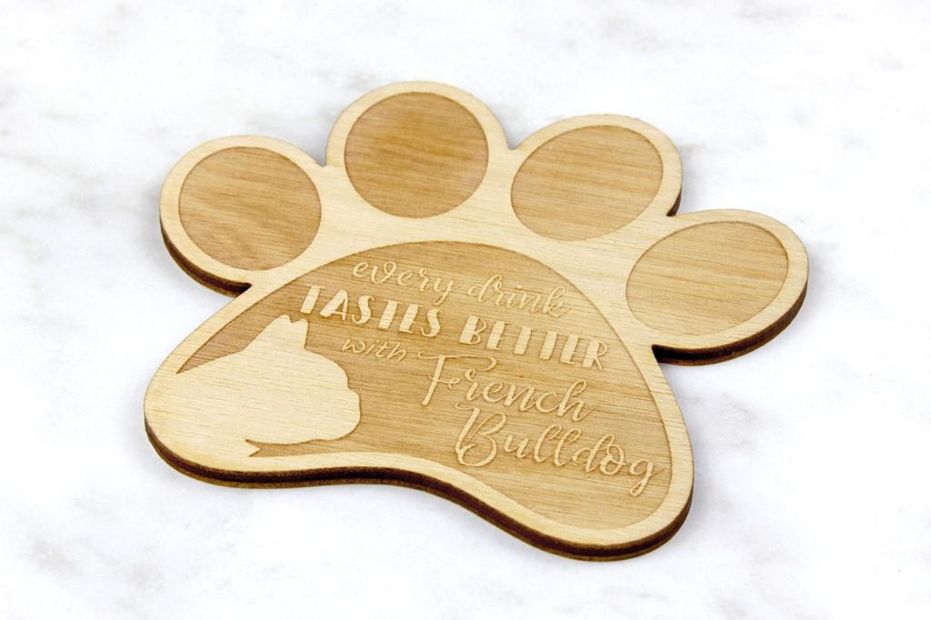 French Bulldog, Frenchie - Mug coaster, engraved coaster with dog, gift for dog lover by Art-Dog brand