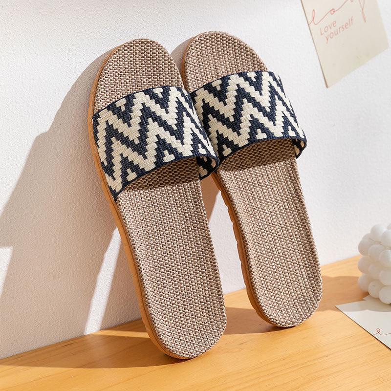 Unisex Thick-Bottom Rattan Straw Linen Slippers for All Seasons