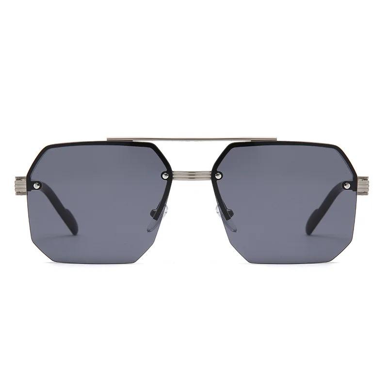 Nouveaux Lunettes de Soleil Demi-Monture Hommes Femmes Designer Carrées Verres Plats Rétro Punk Lunettes de Soleil Protection UV400 Gafas De Sol