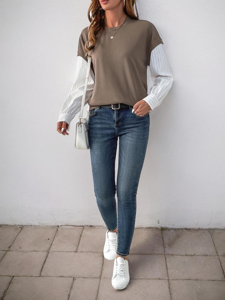 Bainianyi 2025 Autumn Striped Long-Sleeve Two-in-One Hoodie
