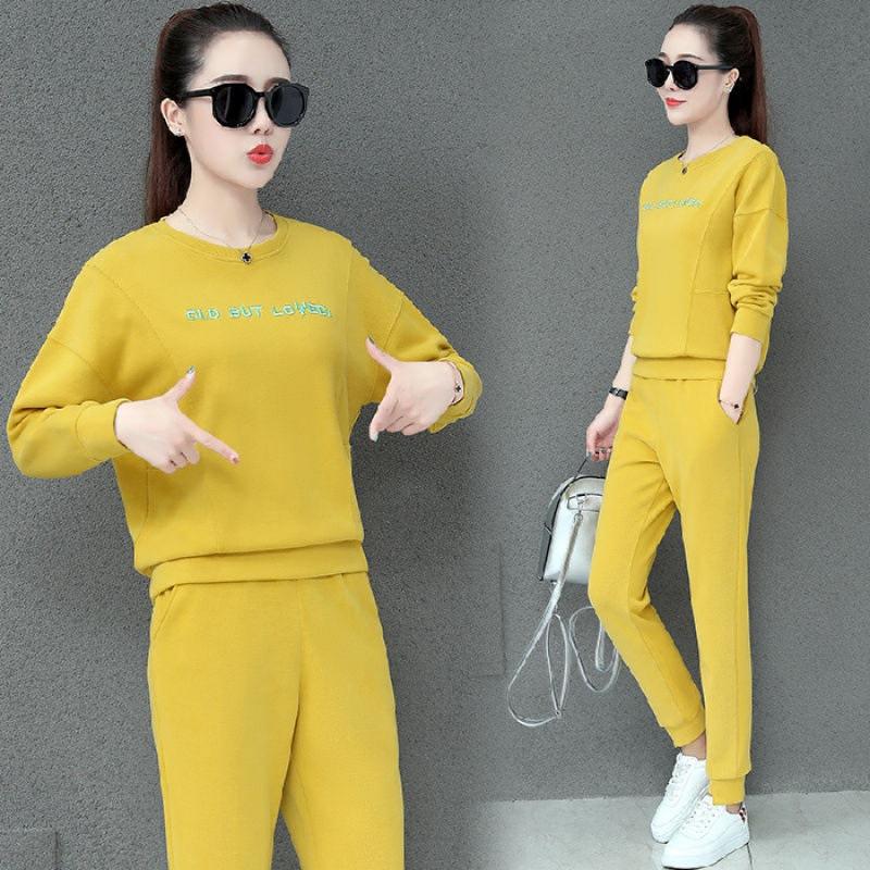 Sports Suit Women's Spring and Autumn Fashion Loose Long-sleeved Trousers Two-piece Casual Sportswear Set