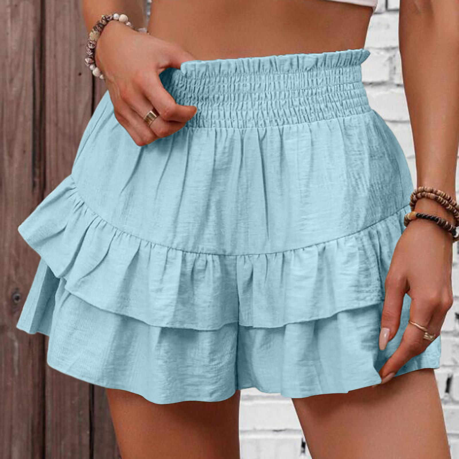 

Women s Shorts Casual Summer Color Beach Loose Pocket Short Skirt Pants XL