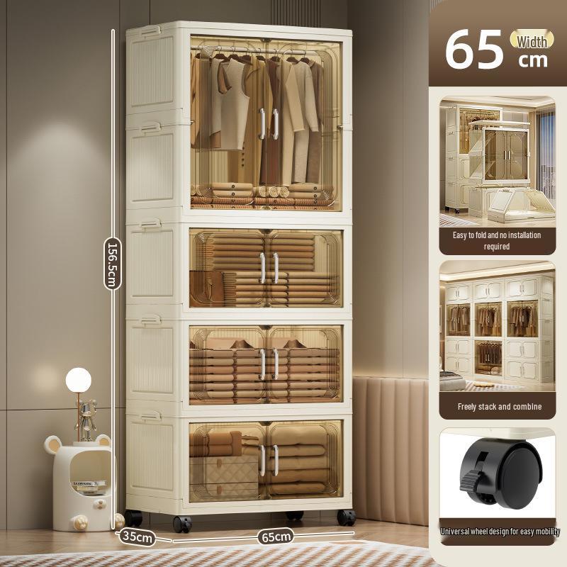 Multi-Layer Foldable Storage Cabinet: Plastic Wardrobe, Shelving Unit, Toy Organizer, Clothes Box