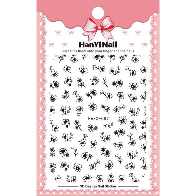 1 Sheet 3D Adhesive Nail Sticker Geometric Patterns Flowers Butterfly Decal for Nail Art Decoration