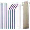 18/10 Stainless Steel Reusable Straws Gold Drinking Straw Set Mteal Straw Coffee Party Bar Straw With Cleaner Brush Portable Bag