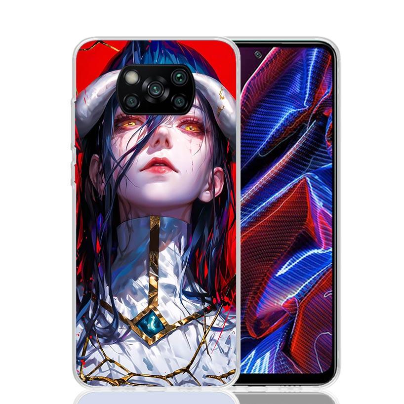 Albedo Overlord Anime Phone Case For Xiaomi Poco X7 X6 X5 Pro F7 Ultra Redmi 15C 15 13 13C 12 12C 10 10A 10C 9 9A 9C 9T Cover Po