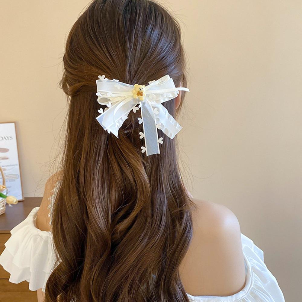 

Bowknot Pearl Bow Hair Rope Girl Cloth Hair Band Bow Hair Tie Bowknot Hair Ring Lady/Girls белый