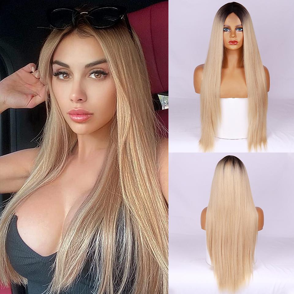 MERISIHAIR Moda feminina longa reta ombre vinho tinto peruca sem franja peruca dianteira do laço de fibra sintética peruca reta para mulher