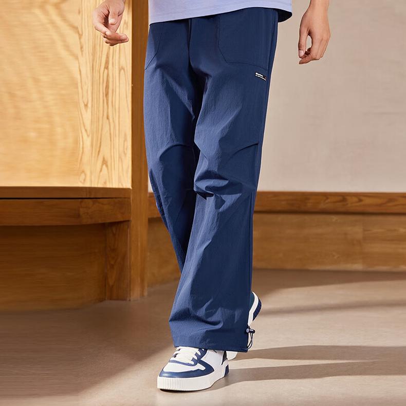 Skechers Fashionable Comfortable Versatile Loose Fit Lace-Up Casual Pants Men Bottoms Navy-Blue L225M115-00DU
