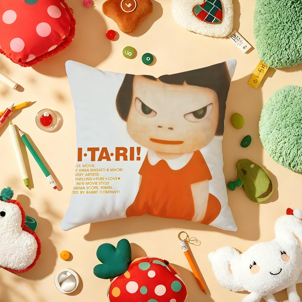 Yoshitomo NNaraS Anime Cushion Cover Plush Fabric Soft DoubleSided Printed Sofa Warm Winter Home Gift Pillow Cover